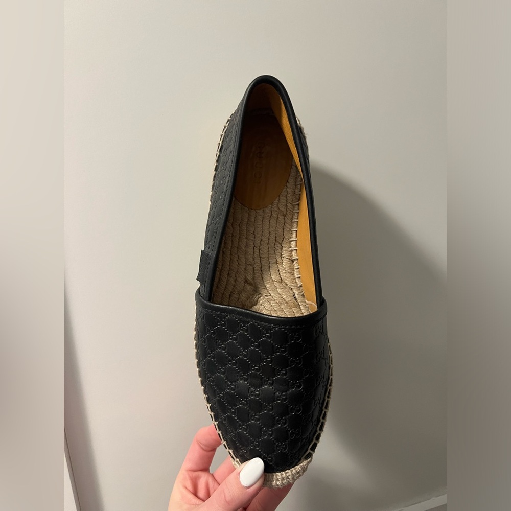 Black Textured Slip-On Loafers worn once